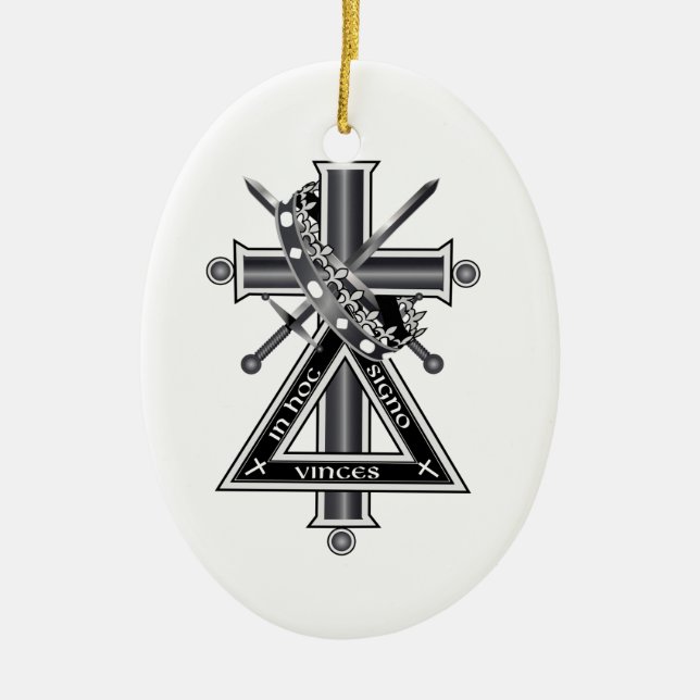 Freemasonic cross ceramic ornament (Front)