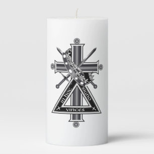 Freemasonic cross pillar candle
