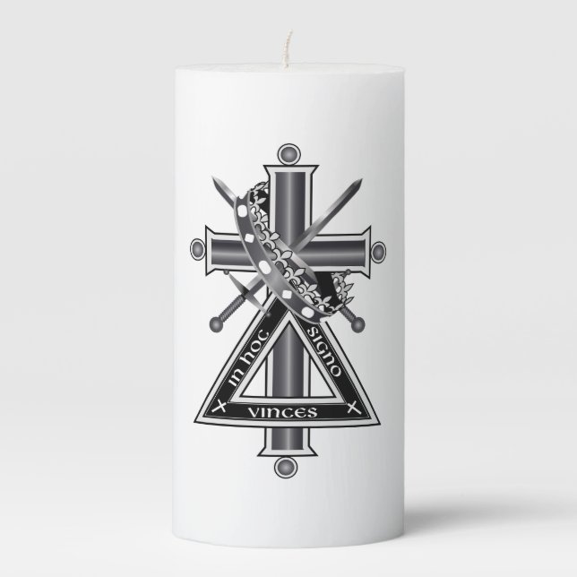 Freemasonic cross pillar candle (Front)
