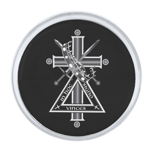 Freemasonic cross silver finish lapel pin (Front)
