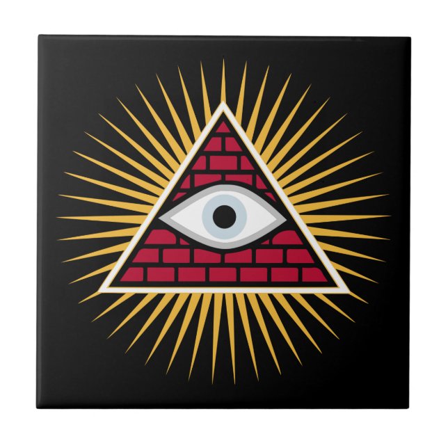 Freemasonic eye ceramic tile (Front)