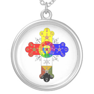 Freemasonic Rosy Cross Silver Plated Necklace