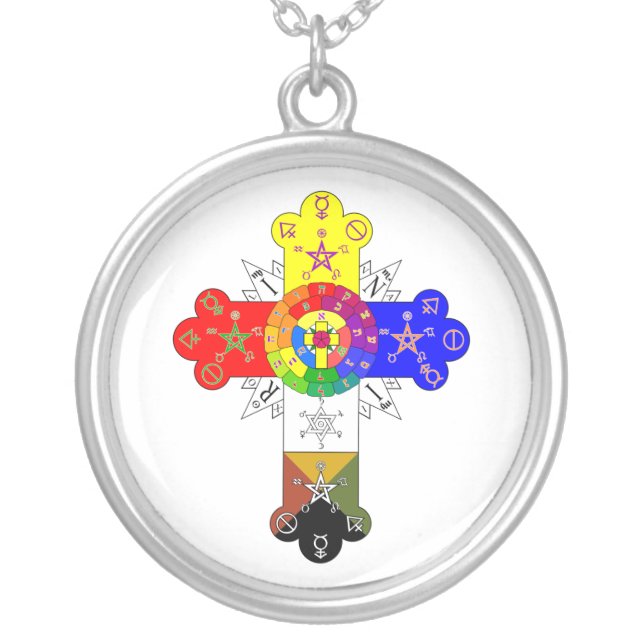 Freemasonic Rosy Cross Silver Plated Necklace (Front)