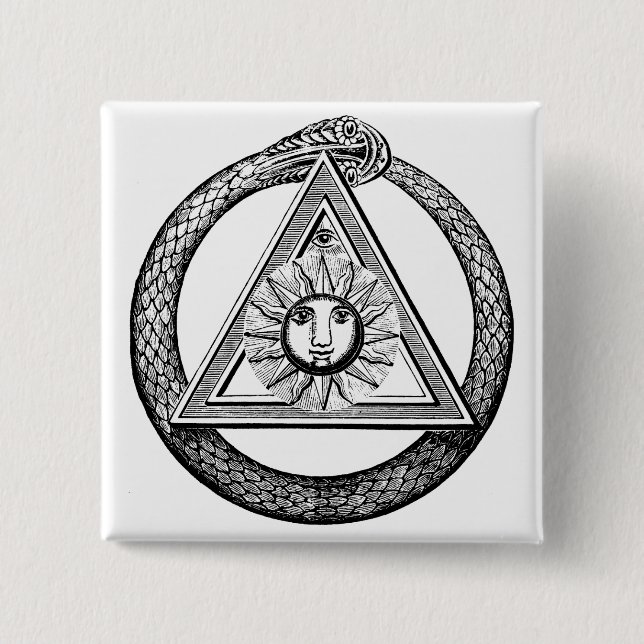 Freemasonry All Seeing Eye Masonic Symbol Button (Front)