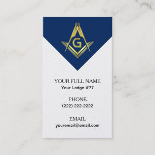 Freemasonry Business Cards, Masonic Blue Navy Gold Business Card