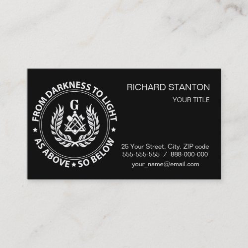 Freemasonry emblem business card