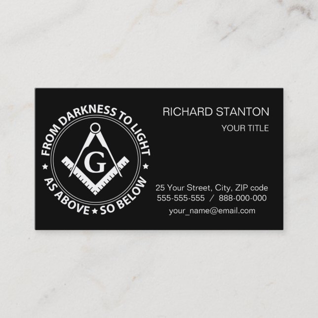 Freemasonry emblem business card (Front)