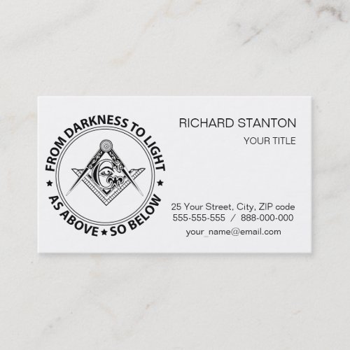 Freemasonry emblem business card