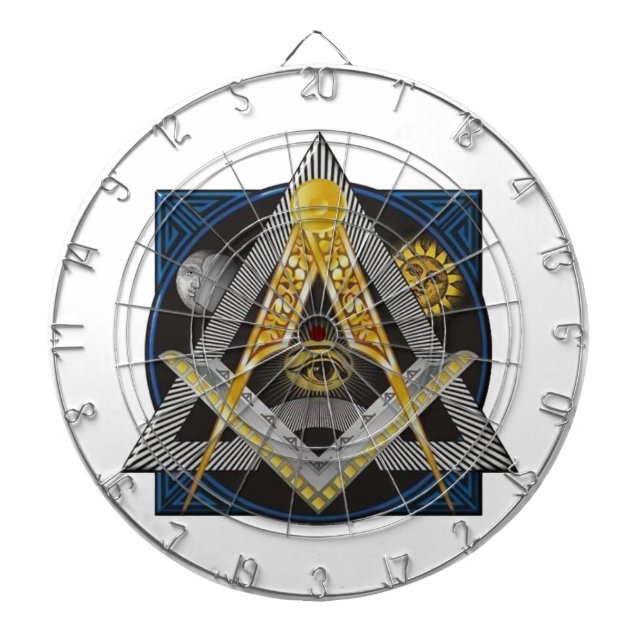 Freemasonry Emblem Dartboard With Darts (Front)