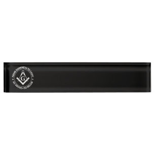 Freemasonry emblem desk name plate