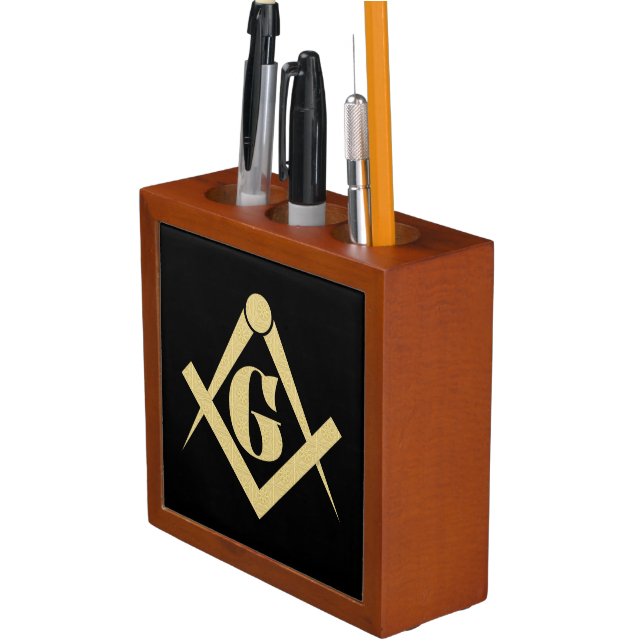 Freemasonry emblem desk organizer (In Situ)