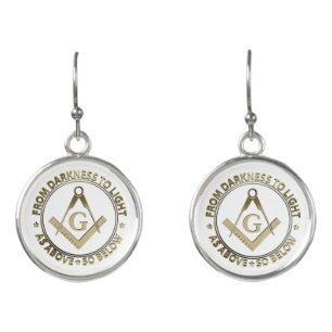 Freemasonry emblem earrings
