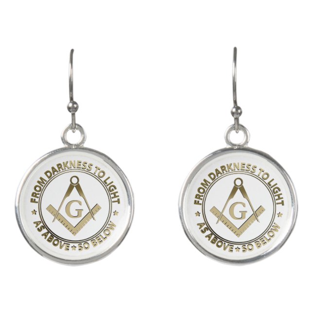Freemasonry emblem earrings (Front)
