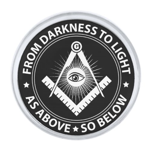 Freemasonry emblem silver finish lapel pin