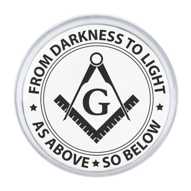 Freemasonry emblem silver finish lapel pin (Front)