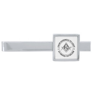 Freemasonry emblem silver finish tie bar
