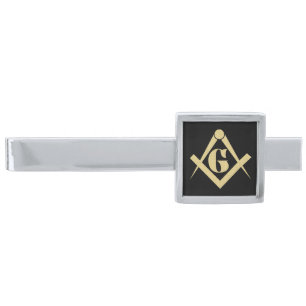 Freemasonry emblem silver finish tie bar
