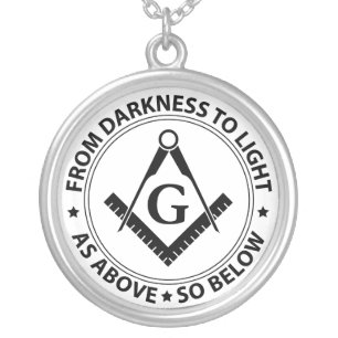 Freemasonry emblem silver plated necklace
