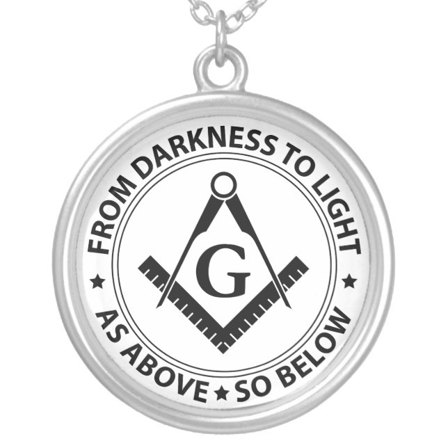 Freemasonry emblem silver plated necklace (Front)