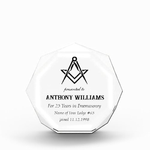 Freemasonry Freemason Masonic  Acrylic Award