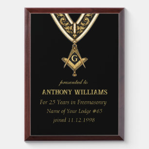 Freemasonry Freemason Masonic  Award Plaque