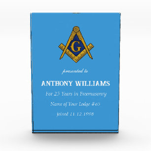 Freemasonry Freemason Masonic Blue Acrylic Award