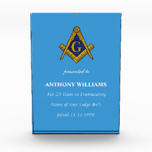 Freemasonry Freemason Masonic Blue Acrylic Award