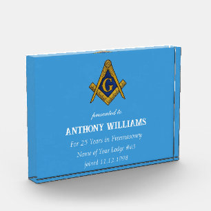 Freemasonry Freemason Masonic Blue Acrylic Award