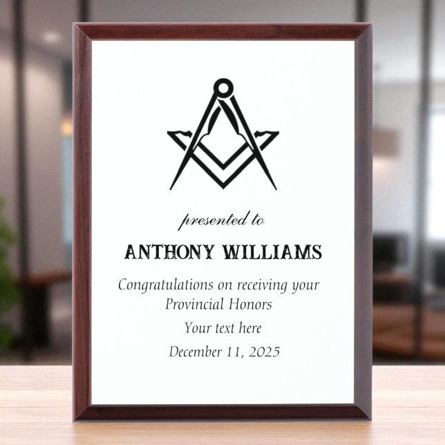 Freemasonry Freemason Masonic Mason Award Plaque (Creator Uploaded)