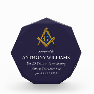 Freemasonry Freemason Masonic Navy Blue Acrylic Award