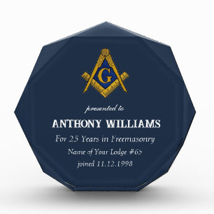 Freemasonry Freemason Masonic Navy Blue Acrylic Award