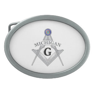 Freemasonry lodge of the state of Michigan Belt Buckle