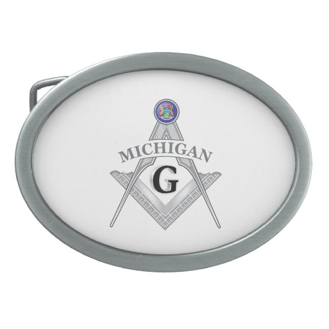 Freemasonry lodge of the state of Michigan Belt Buckle (Front)