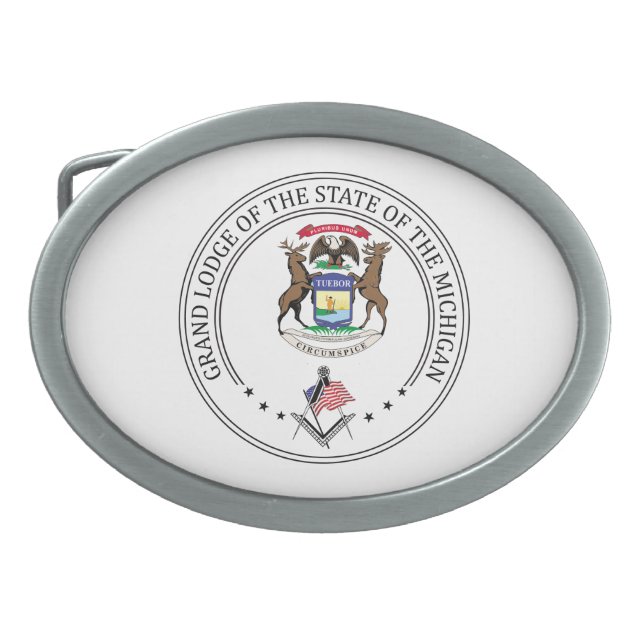 Freemasonry lodge of the state of Michigan Belt Buckle (Front)