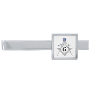Freemasonry lodge of the state of Michigan Silver Finish Tie Bar