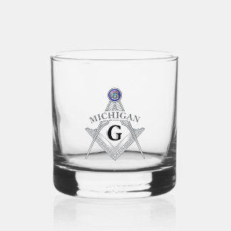 Freemasonry lodge of the state of Michigan Whiskey Glass