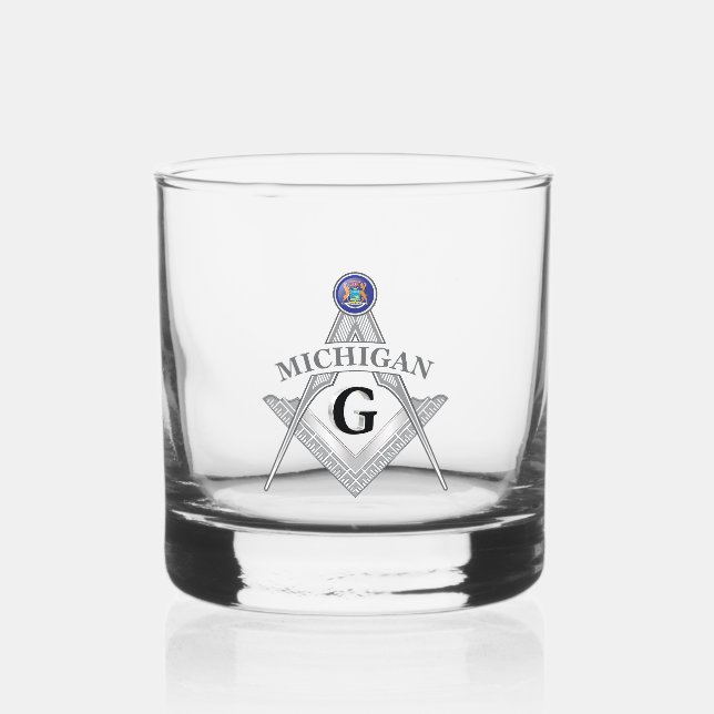 Freemasonry lodge of the state of Michigan Whiskey Glass (Front)