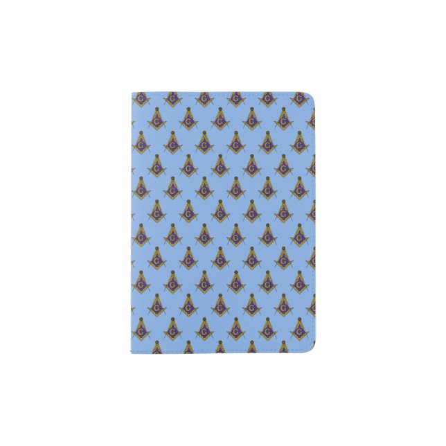 Freemasonry Pattern (Blue) Passport Holder (Front)