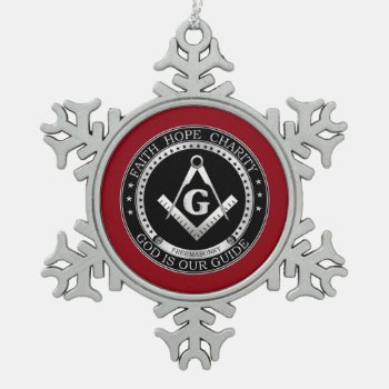 Freemasonry Seal Snowflake Pewter Christmas Ornament by igorsin at Zazzle