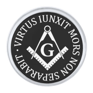 Freemasonry sign silver finish lapel pin