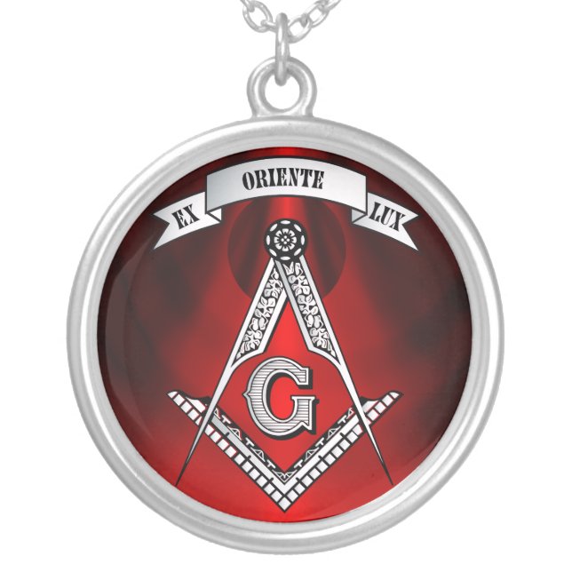 Freemasonry sign silver plated necklace (Front)