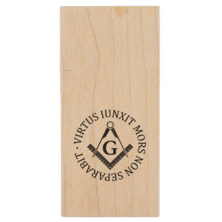 Freemasonry sign wood USB flash drive