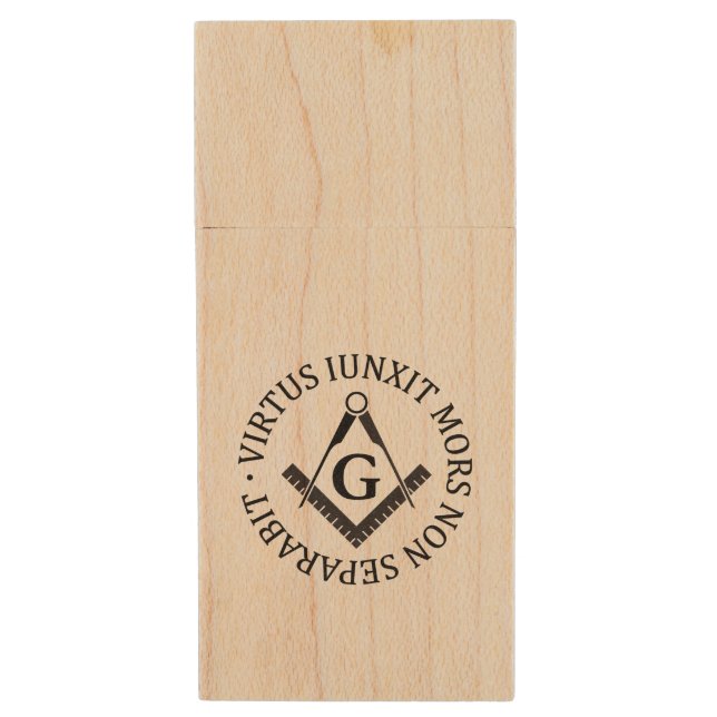 Freemasonry sign wood USB flash drive (Front Vertical)