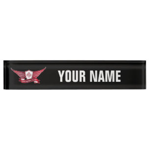 Freemasonry symbol and shield desk name plate