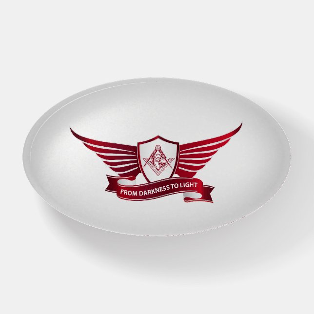 Freemasonry symbol and shield paperweight (Front)