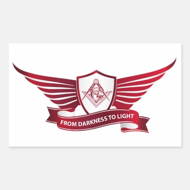 Freemasonry symbol and shield rectangular sticker (Front)