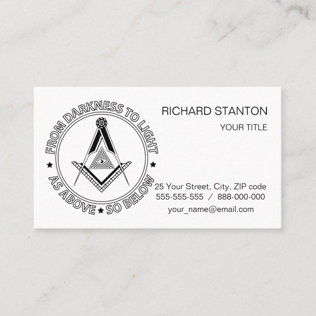 Freemasonry symbol business card (Front)