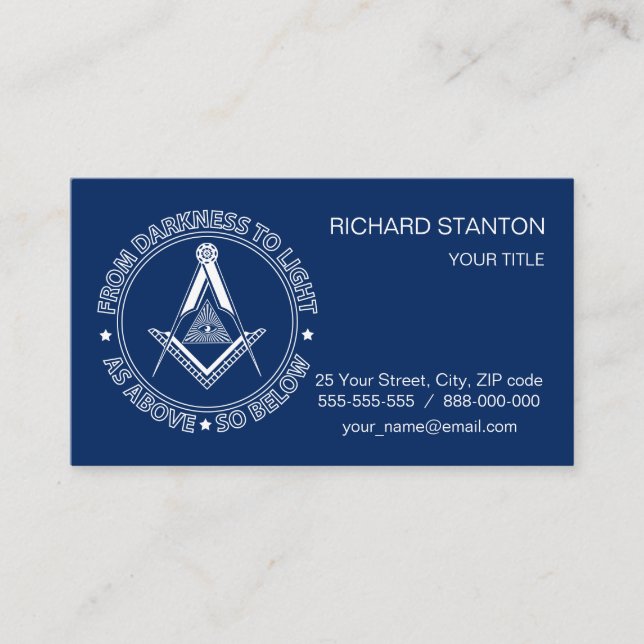 Freemasonry symbol business card (Front)