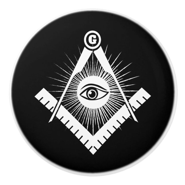 Freemasonry symbol ceramic knob (Front)