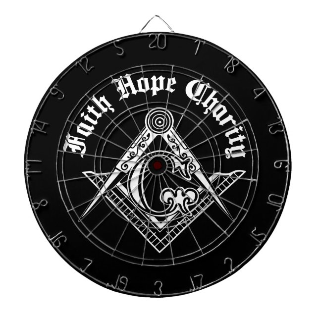 Freemasonry symbol dartboard with darts (Front)